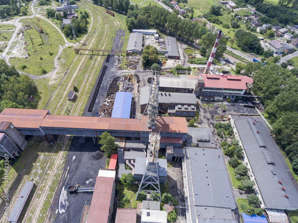 Coal mine in south of Poland. Destroyed land. View from above.