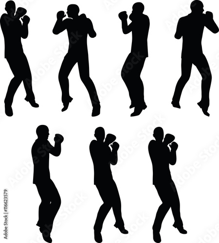 boxer businessman vector silhouette