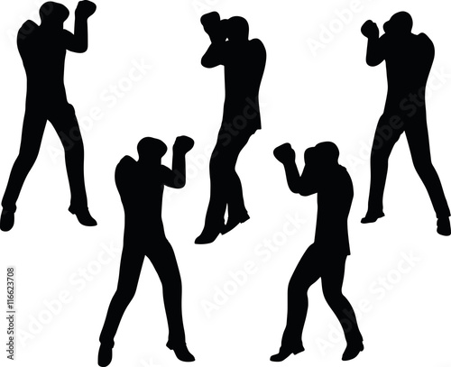 boxer businessman vector silhouette