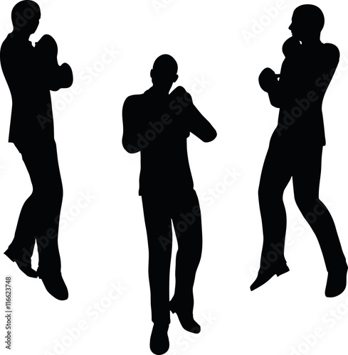 boxer businessman vector silhouette