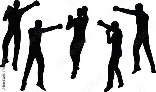 boxer businessman vector silhouette