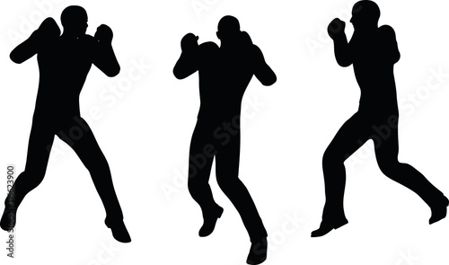 boxer businessman vector silhouette