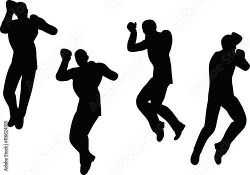 boxer businessman vector silhouette