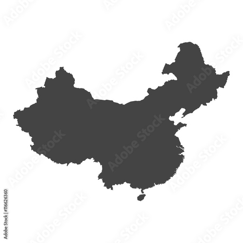China map. Grey vector illustration on white background