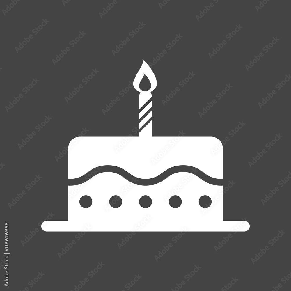 Birthday cake flat icon. Fresh pie muffin on black background Birthday cake flat icon. Fresh pie muffin on black background