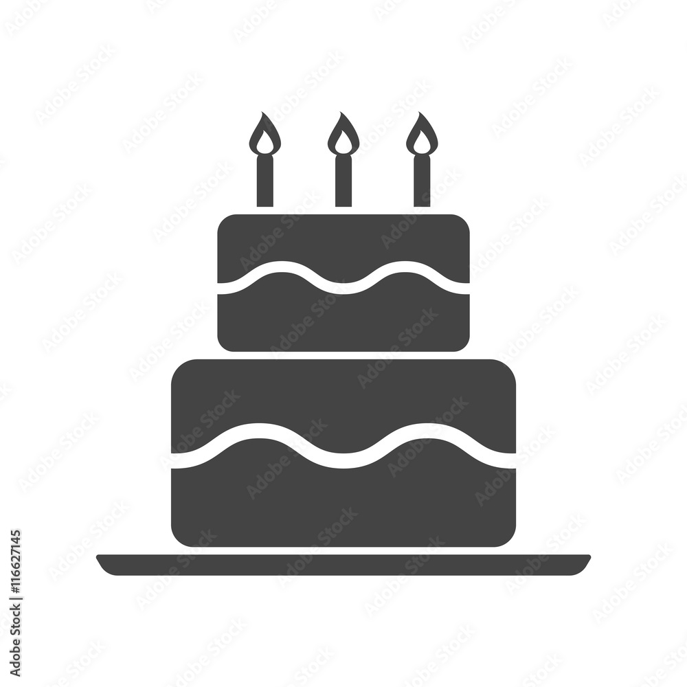 Birthday cake flat icon. Fresh pie muffin on white background Birthday cake flat icon. Fresh pie muffin on white background