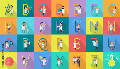 Alphabet Science Vector Flat Design Concept