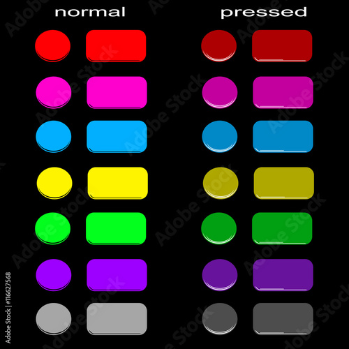 Set of web buttons: normal and pressed