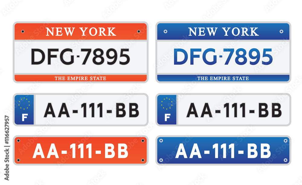 Car number plates license set vector illustration eps10 Car number plates license set vector illustration eps10