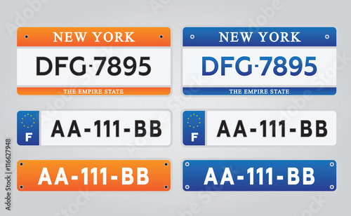 License car number plates set vector illustration