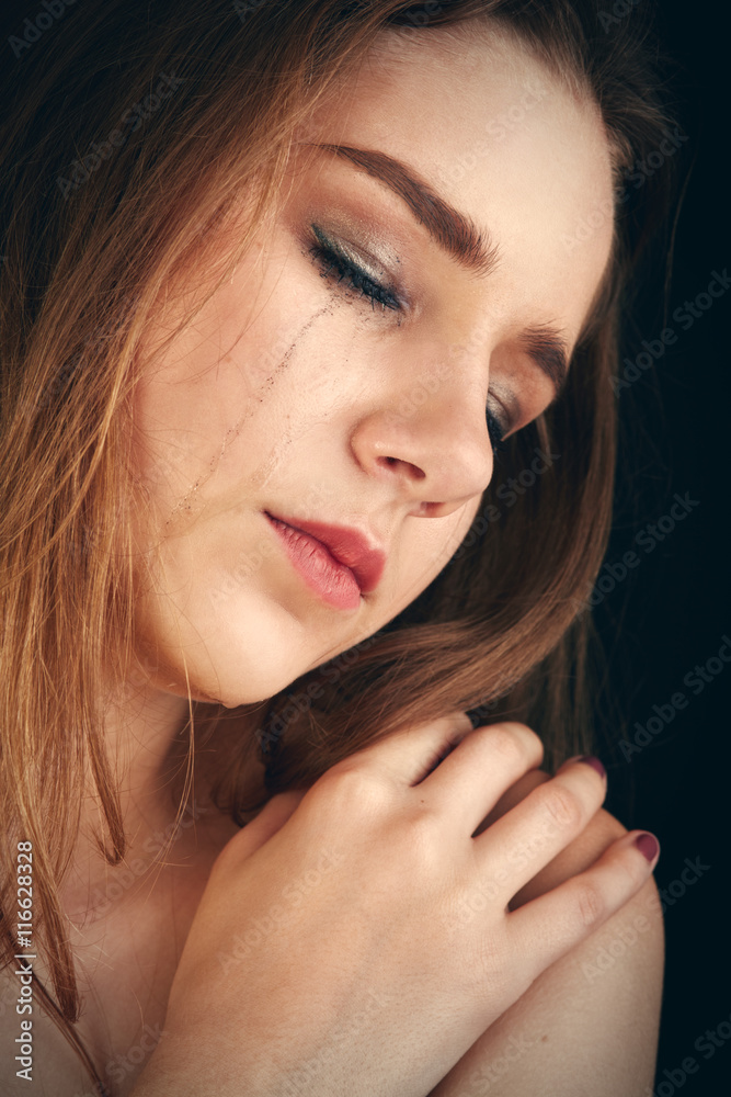 Fototapeta premium sad woman crying