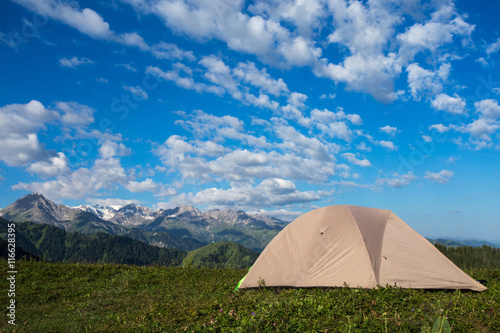 camping at the mountains under the clouds