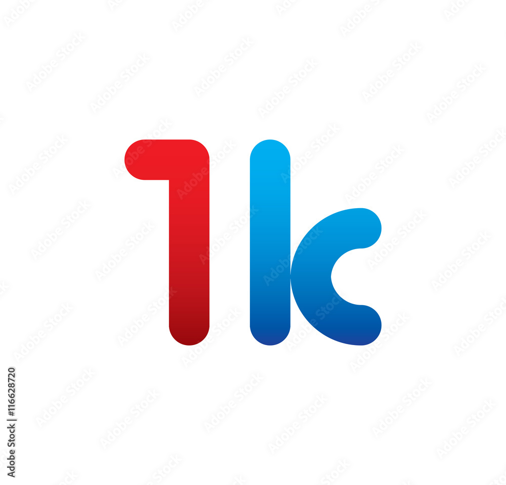 1k logo initial blue and red 1k logo initial blue and red