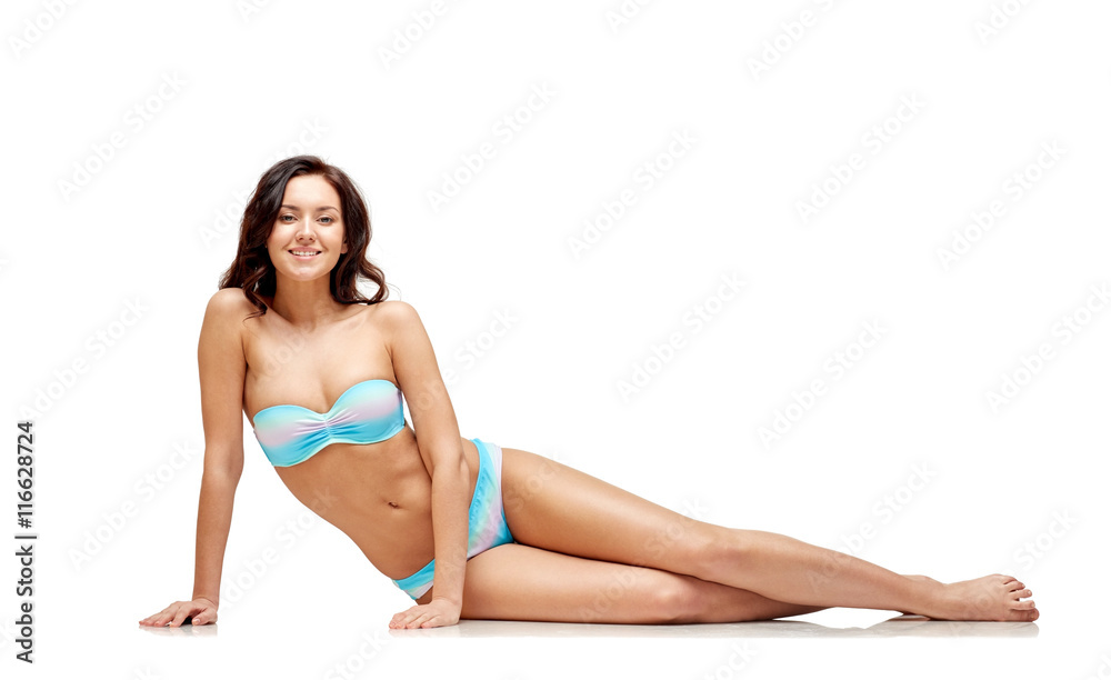 happy young woman sunbathing in bikini swimsuit happy young woman sunbathing in bikini swimsuit