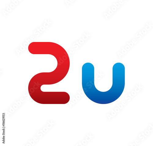 2u logo initial blue and red 