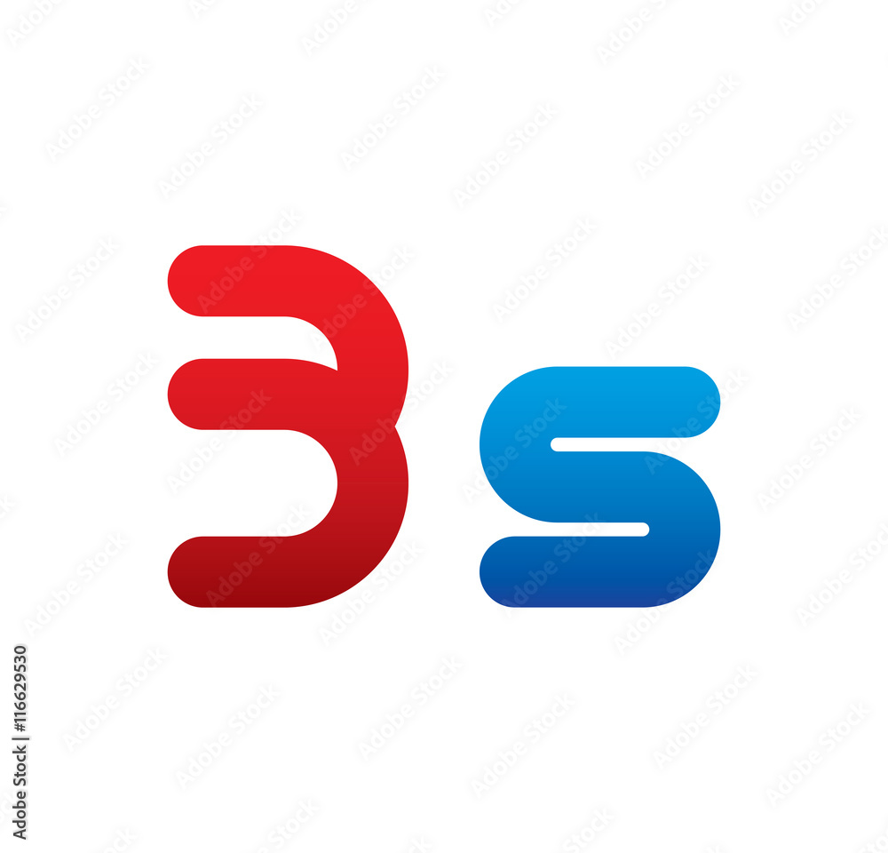 3s logo initial blue and red 3s logo initial blue and red