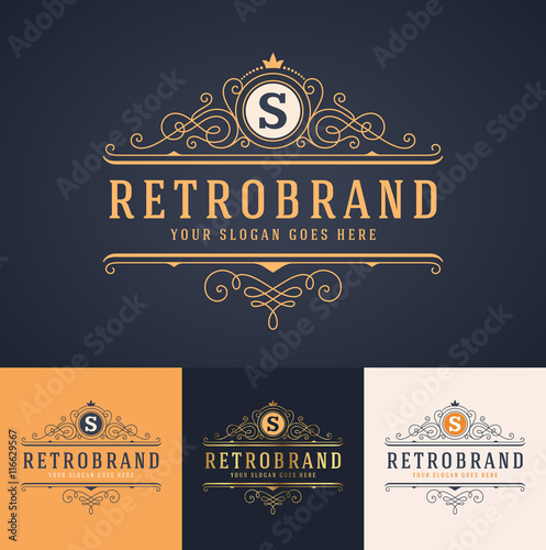 elegant luxury monogram logo or badge template with flourishes - perfect for luxurious and feminine branding projects