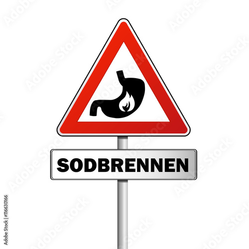 Achtung Sodbrennen mit Zusatzschild