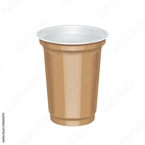 Plastic coffee cups on a white background.
