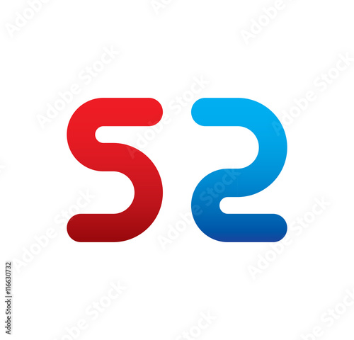 52 logo initial blue and red 