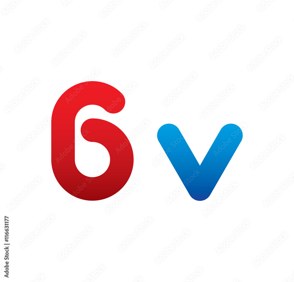 6v logo initial blue and red 6v logo initial blue and red