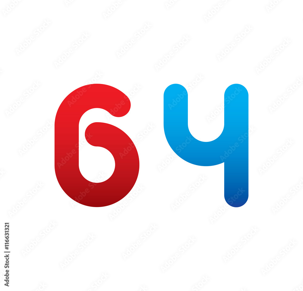 64 logo initial blue and red 64 logo initial blue and red