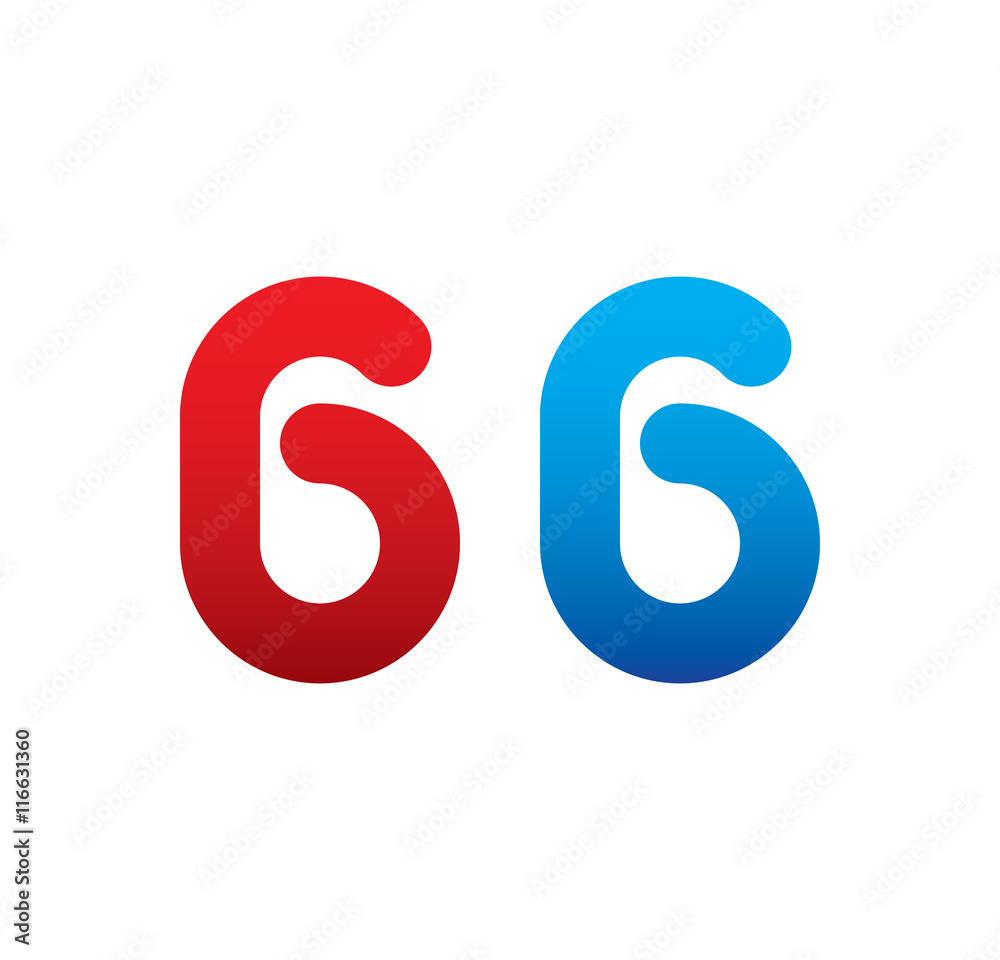 66 logo initial blue and red 66 logo initial blue and red