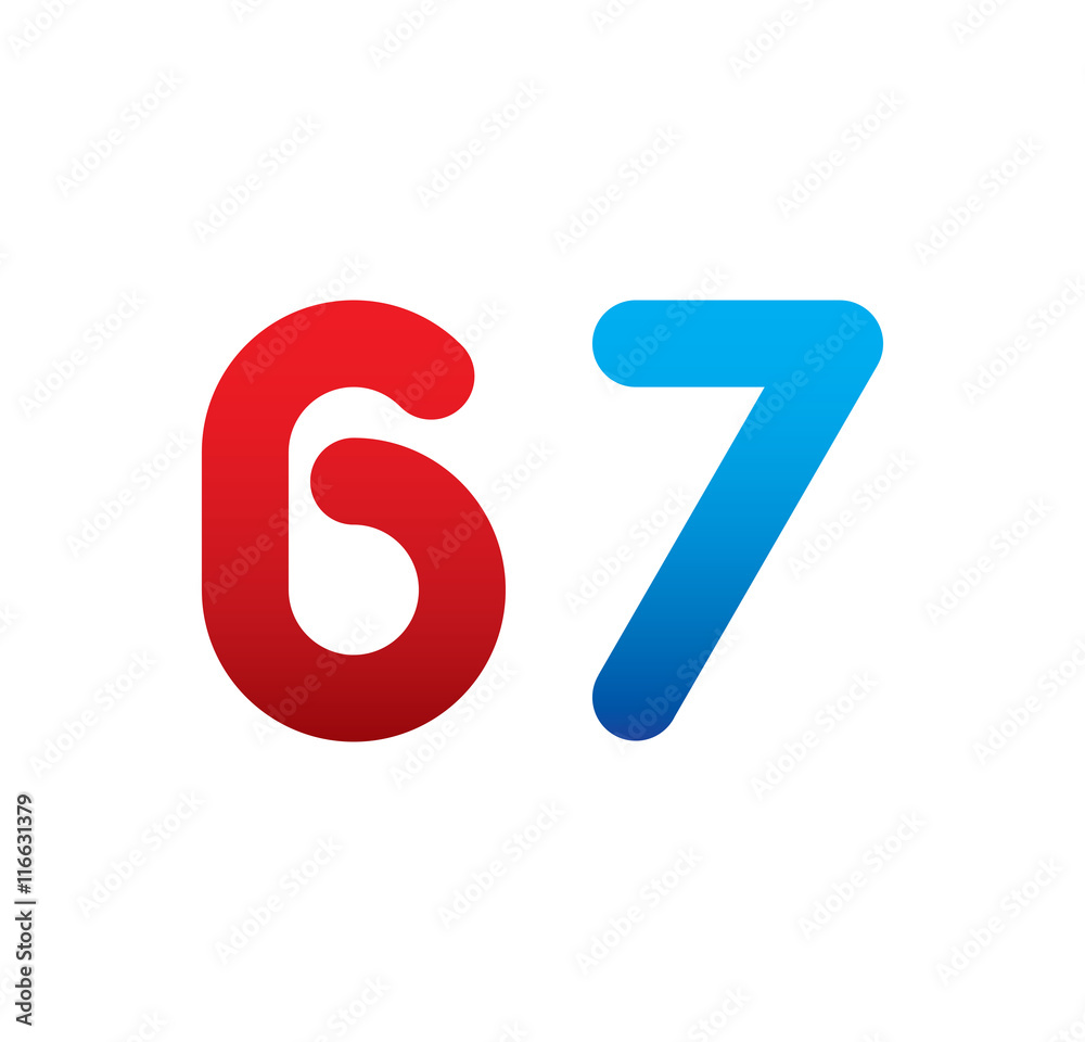 67 logo initial blue and red 67 logo initial blue and red