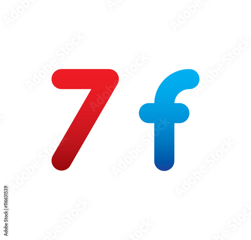 Fototapeta Naklejka Na Ścianę i Meble -  7f logo initial blue and red 