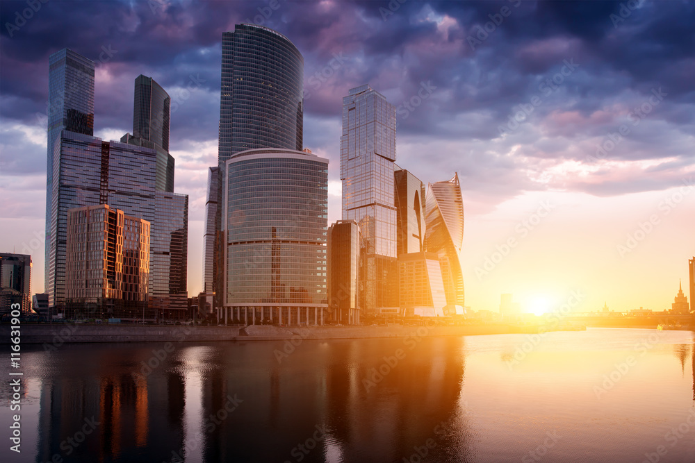 Moscow-city, Russia. Moscow International Business Center. at sunset