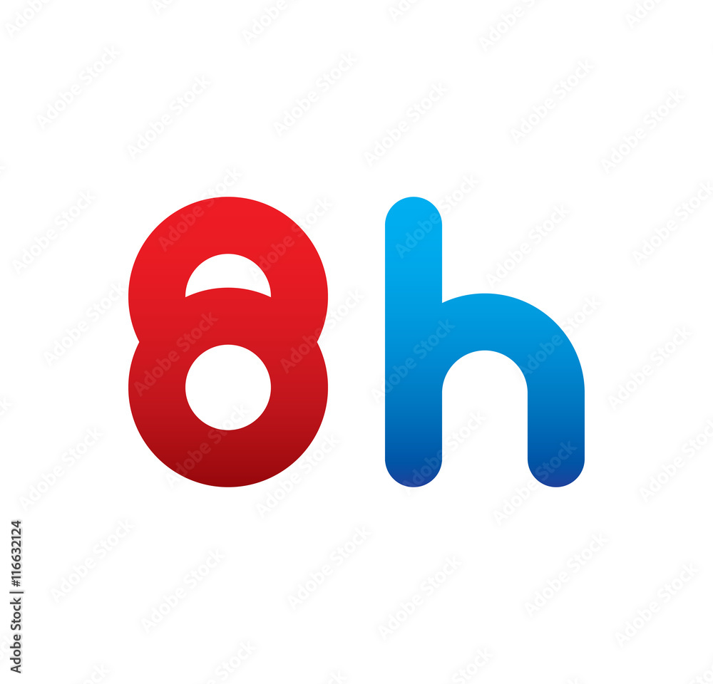 8h logo initial blue and red 8h logo initial blue and red