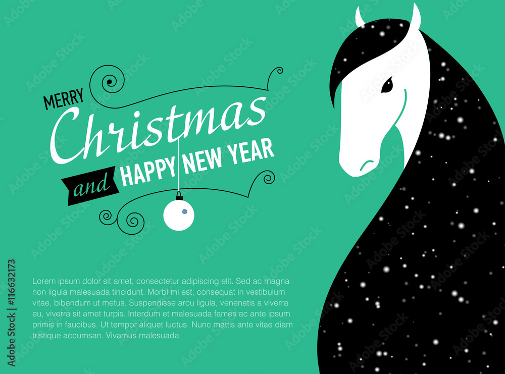 Obraz premium Happy new year card for 2014 of Horse