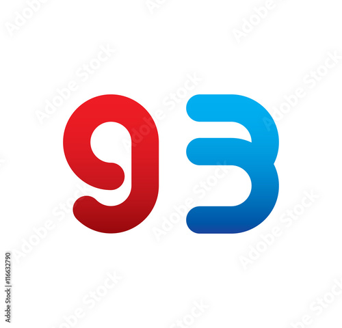 93 logo initial blue and red 