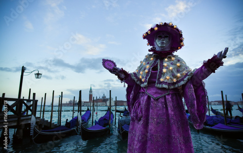 Beautifull Venetian masked model from the Venice Carnival 2015 w © Calin Stan