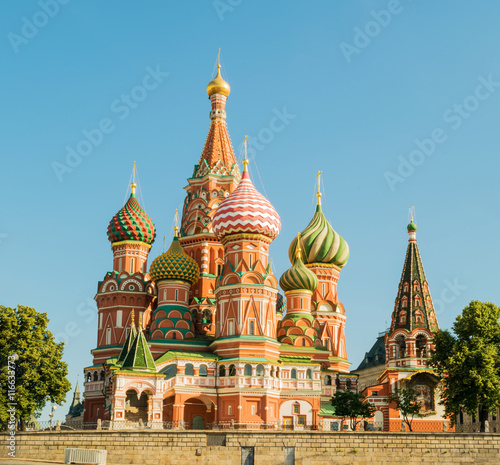 Panoramic Saint Basil's Cathedral in Red Square, Moscow
