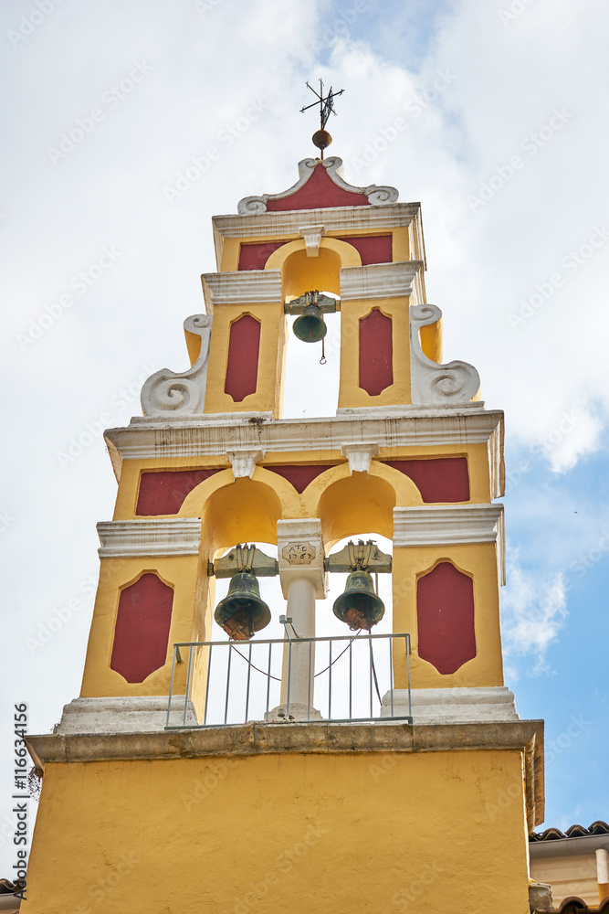Orthodox bell tower in Corfu Island, Greece - obrazy, fototapety, plakaty 