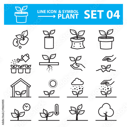 plant line icon vector set