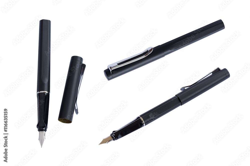 set of fountain pen isolated on white background set of fountain pen isolated on white background