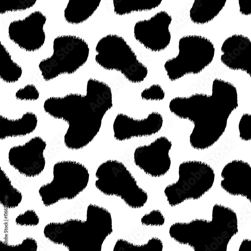 Black and white cow skin animal print seamless pattern  vector