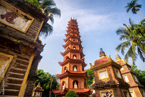 Pagoda of Tran Quoc temple in Hanoi, Vietnam photo