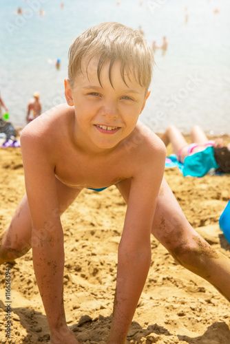 Baby boy at beach