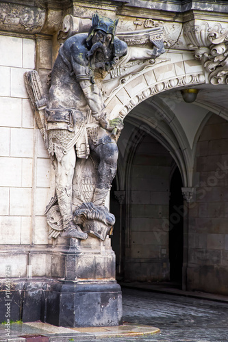 Sculpture of man on the Georgenbau gates in Dresden photo
