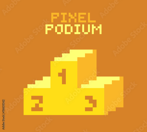 Pixel podium for winners, pixelated illustration. - Stock vector