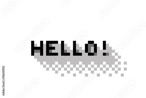 greeting with Hello !, flat pixelated illustration. - Stock vector