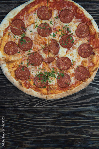Tasty pepperoni pizza