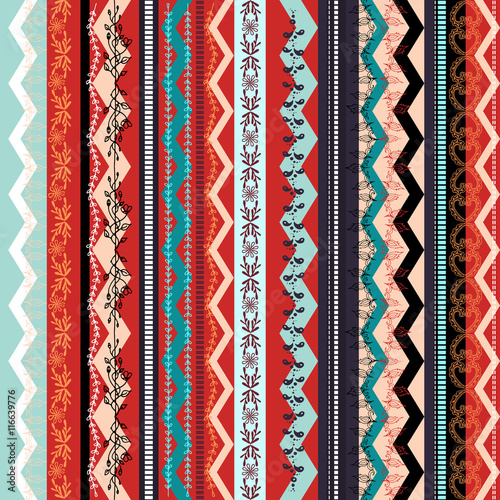 Ethnic boho seamless pattern. Colorful border background texture.