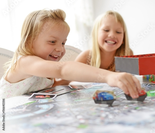 kids playing board game