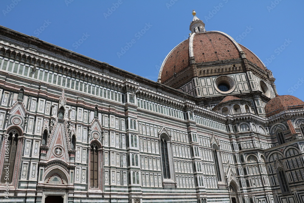 Cathedral Santa Maria under blue sky in Florence, Tuscany Italy