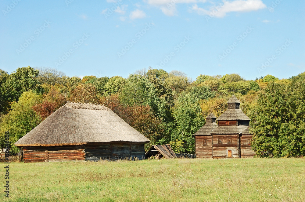Ancient hut and church