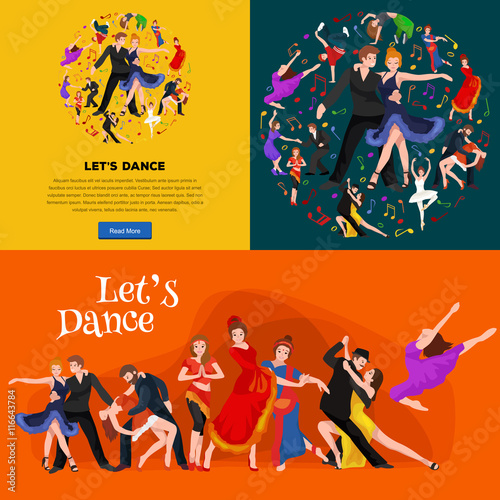 Dancing People, Dancer Bachata, Hiphop, Salsa, Indian, Ballet, Strip, Rock and Roll, Break, Flamenco, Tango, Contemporary, Belly Dance Pictogram Icon. Dancing style of design concept set